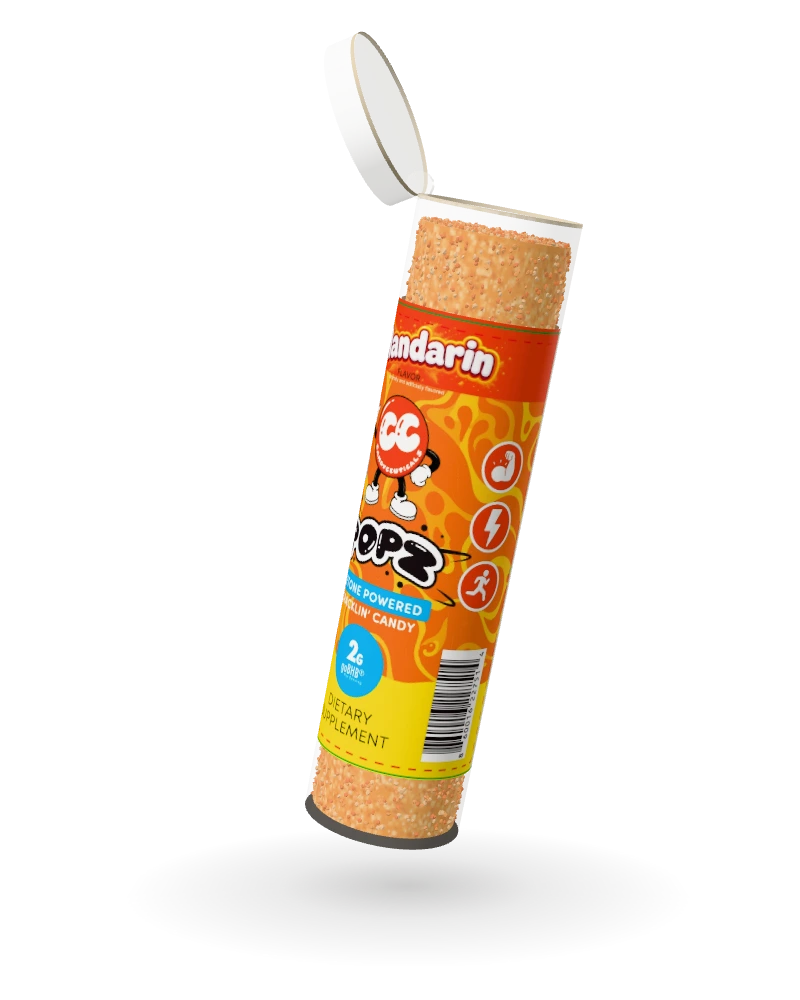 POPZ Mandarin vial with its hinged lid open